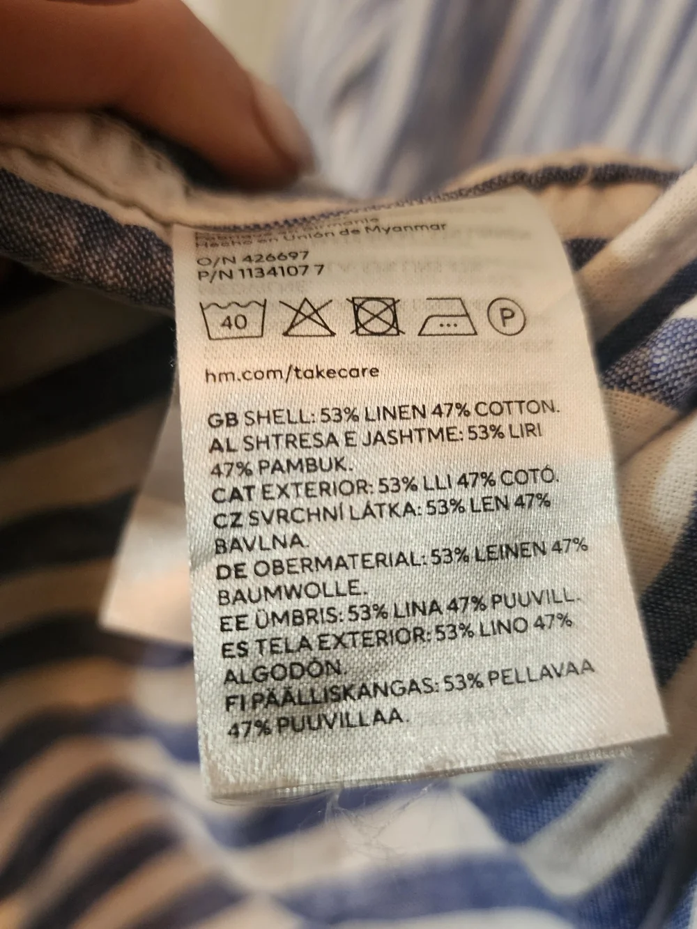 H&M Blue and White Vertical Stripe Button-Down Shirt